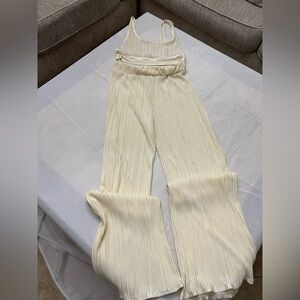Fashion Nova Cream Wide Leg Jumpsuit